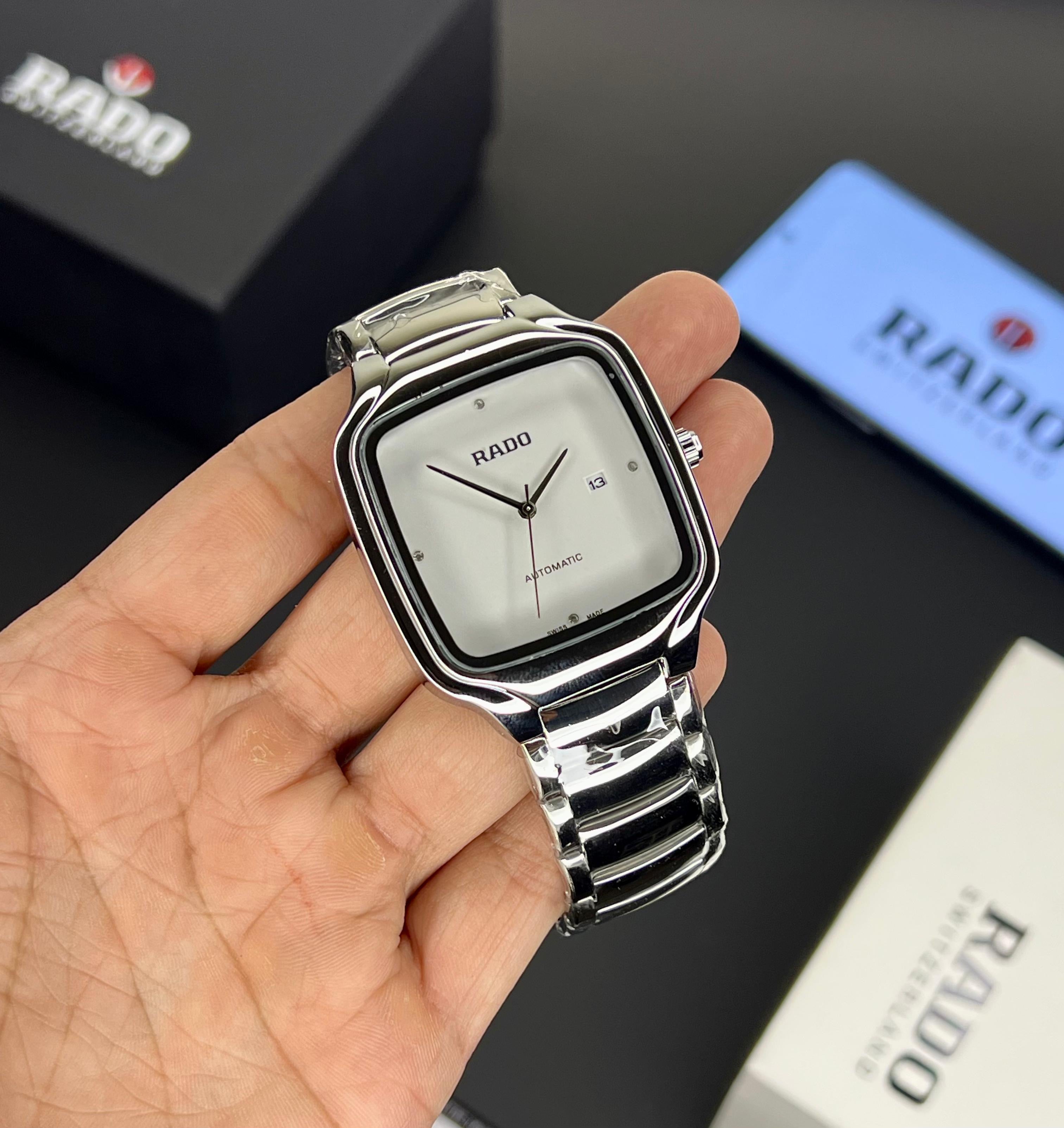 RADO TRUE SQUARE WATCH WITH A POLISHED STEEL CASH AND WHITE DIAL 😍😍