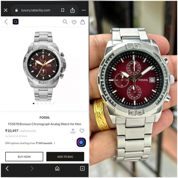 Fossil Bronson_Silver_Maroon_