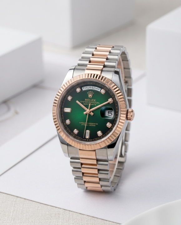 Rolex Oyster Perpetual Day Date Diamond 2Ton-Copper-Green