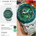 EDIFICE CASIO EFR-539DE-3AVUDF WATCH A STRIKING GREEN DIAL AND STAINLESS STEEL BAND