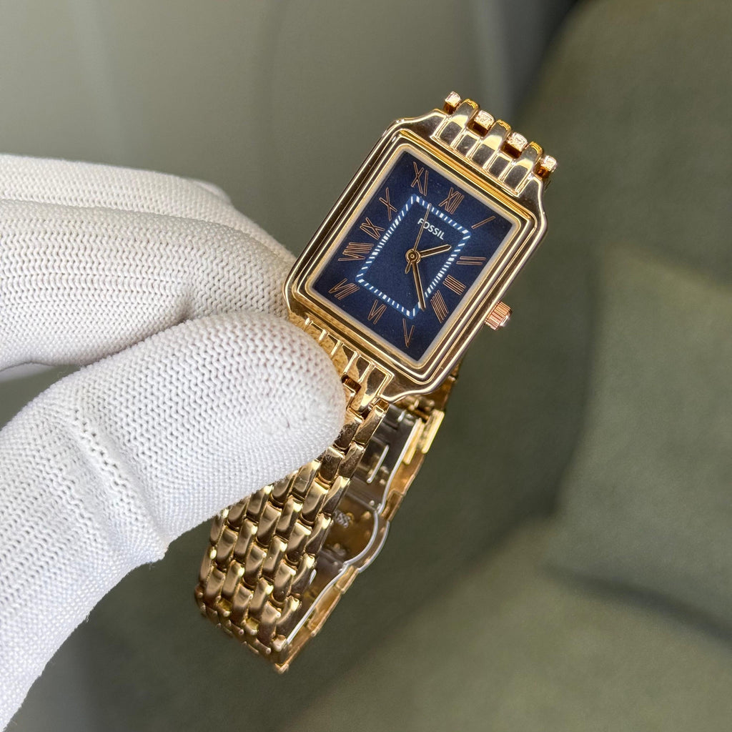 *Product Name : Fossil Square Rosegold Blue dial 116*