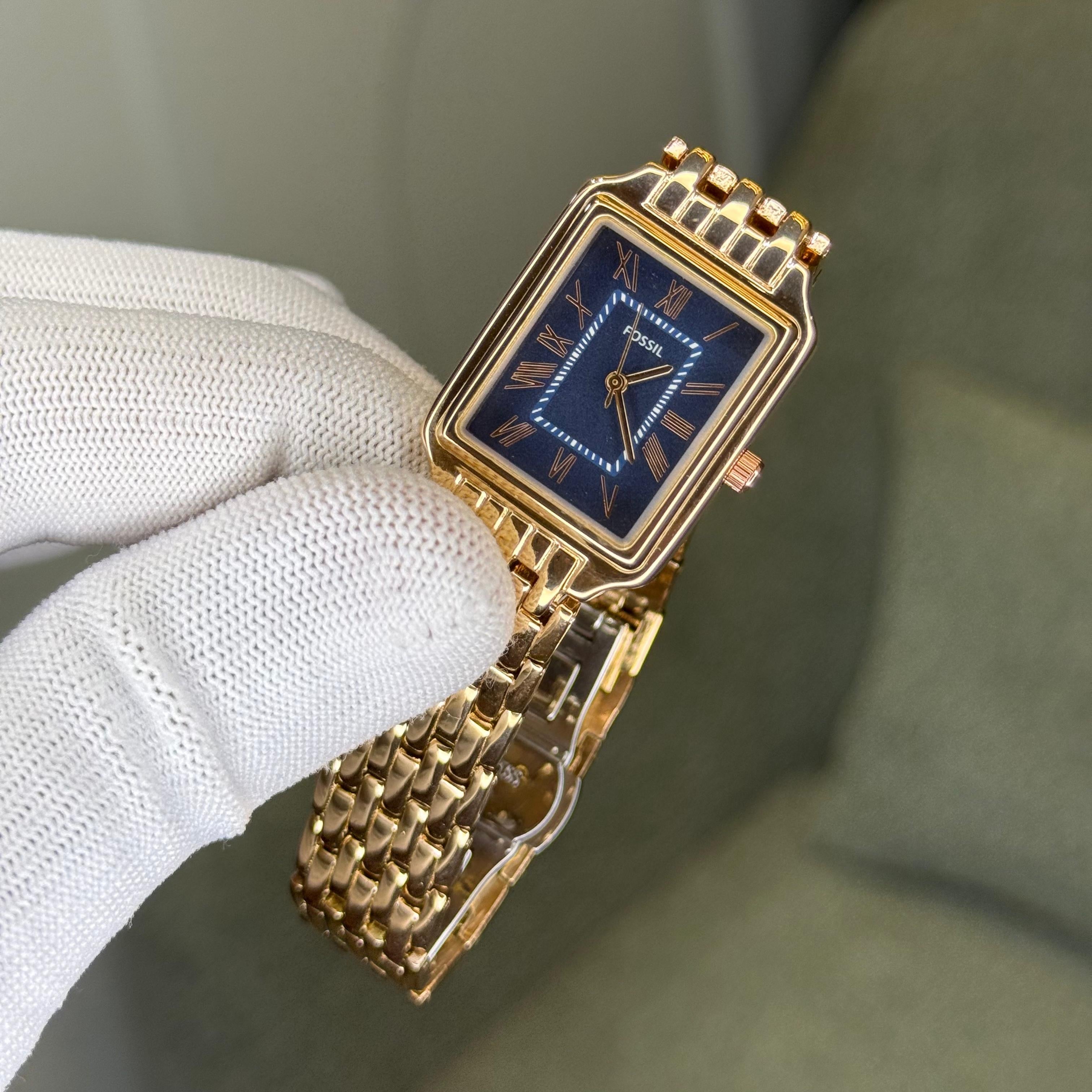 *Product Name : Fossil Square Rosegold Blue dial 116*