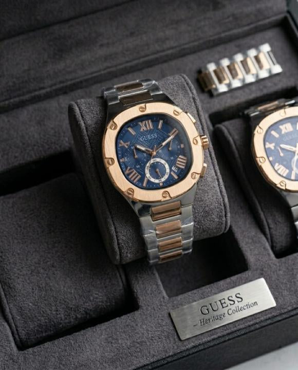 Guess Square Chronograph 2Ton-Copper-Blue