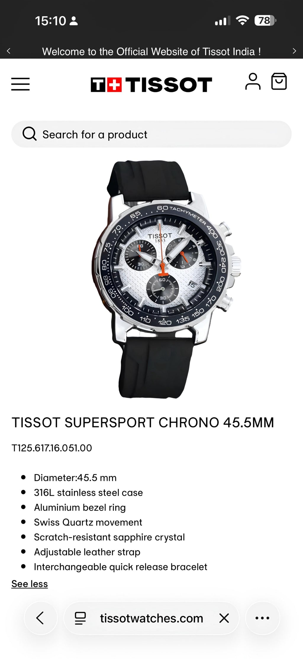 *Product Name:* 

Tissot SUPERSPORT CHRONO BASKETBALL EDITION