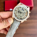TAG HEUER CARRERA CALIBRE 1887 CHRONOGRAPH WATCH A ROSE GOLD CASH AND A GRAY LEATHER STRAP