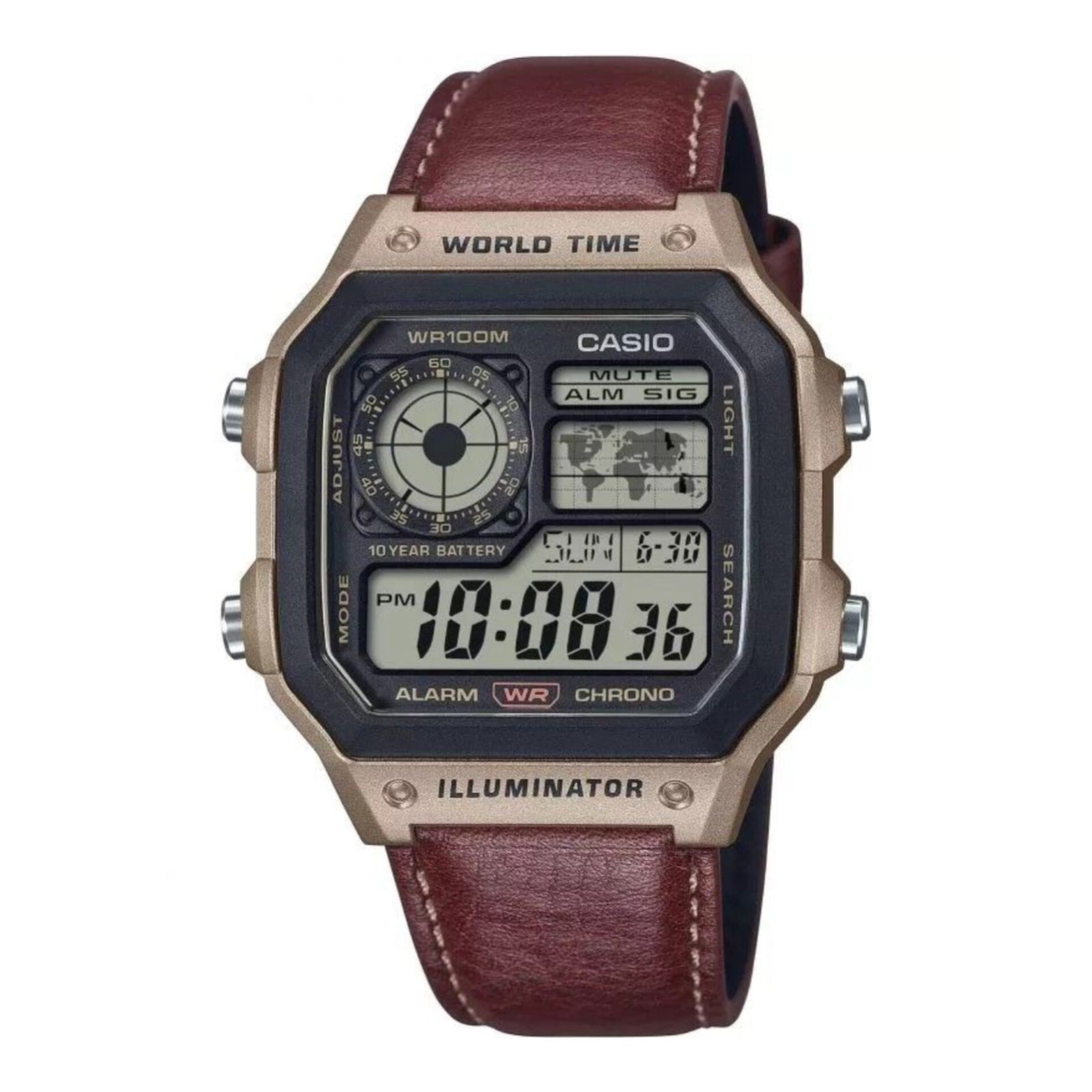 CASIO WATCH WITH LEATHER BELT (BROWN COPPER)