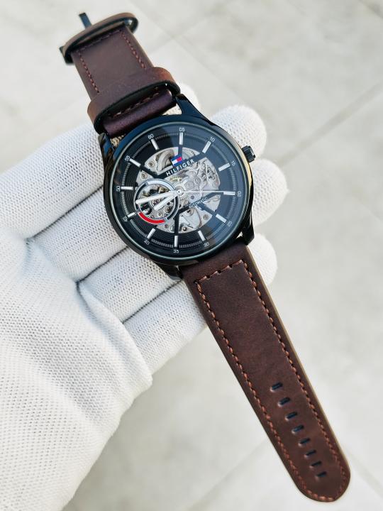 TommyHilfiger Automatic Leather Belt Brown-Black AT143