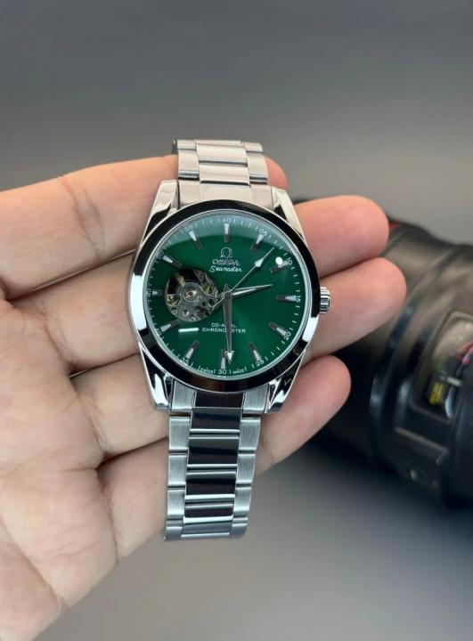 Omega seamaster open heart green dial watch