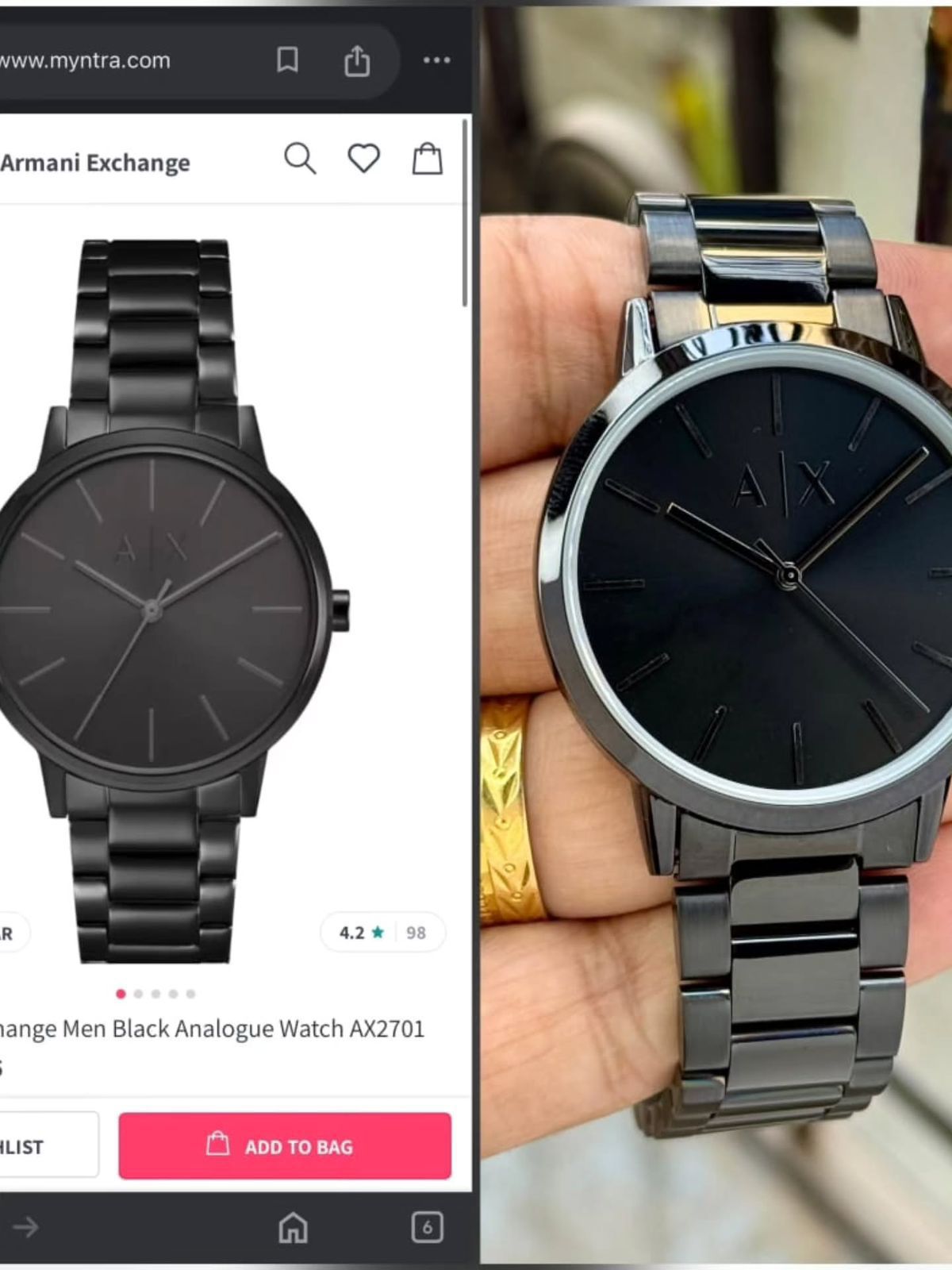 ARMANI EXCHANGE AX2701 WATCH BLACK DIAL STAINLESS STEEL AND A QUARZ MOVEMENT