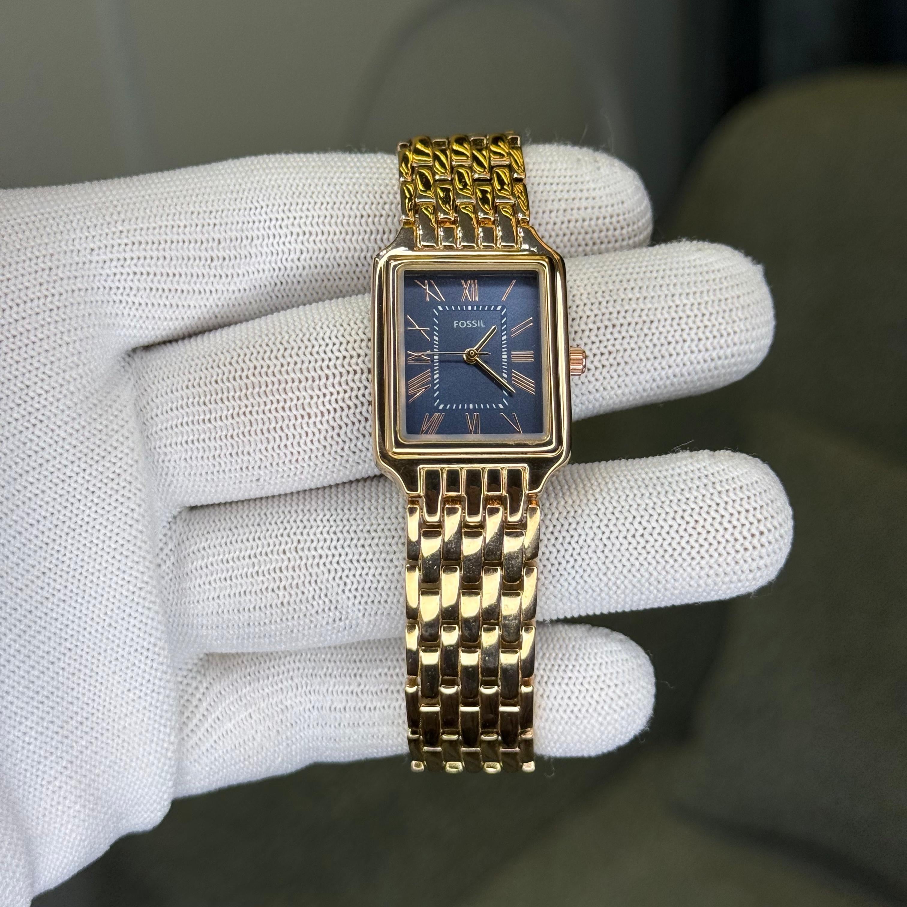 *Product Name : Fossil Square Rosegold Blue dial 116*