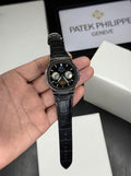 PATEL PHILIPPE NAUTILUS A BLACK LEATHER STRAP WATCH