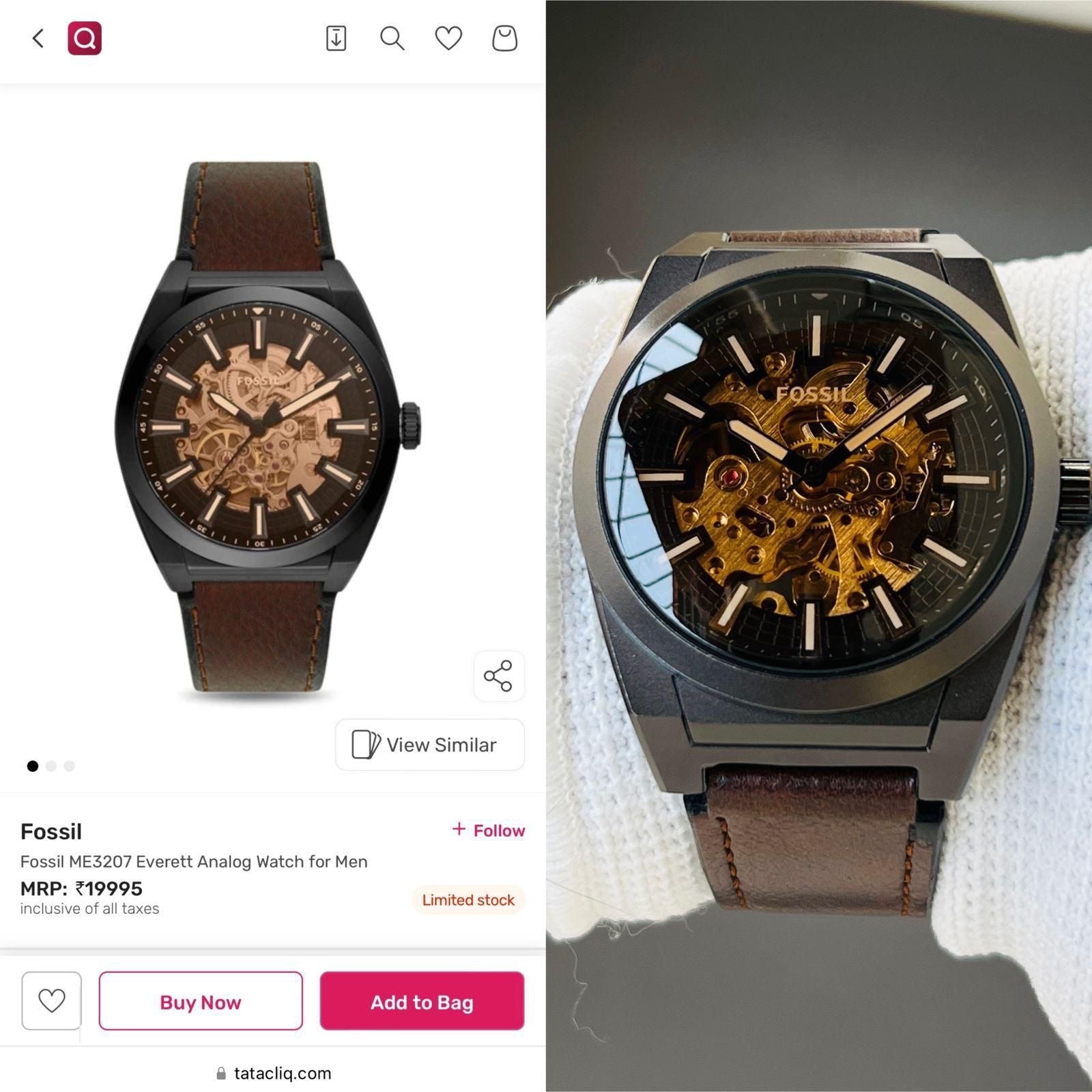 FOSSIL EVERETT AUTOMATIC BROWN WATCH