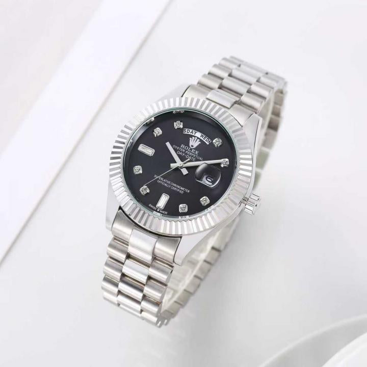 Rolex Oyster Perpetual Day Date Diamond Silver-Black 40 Battery
