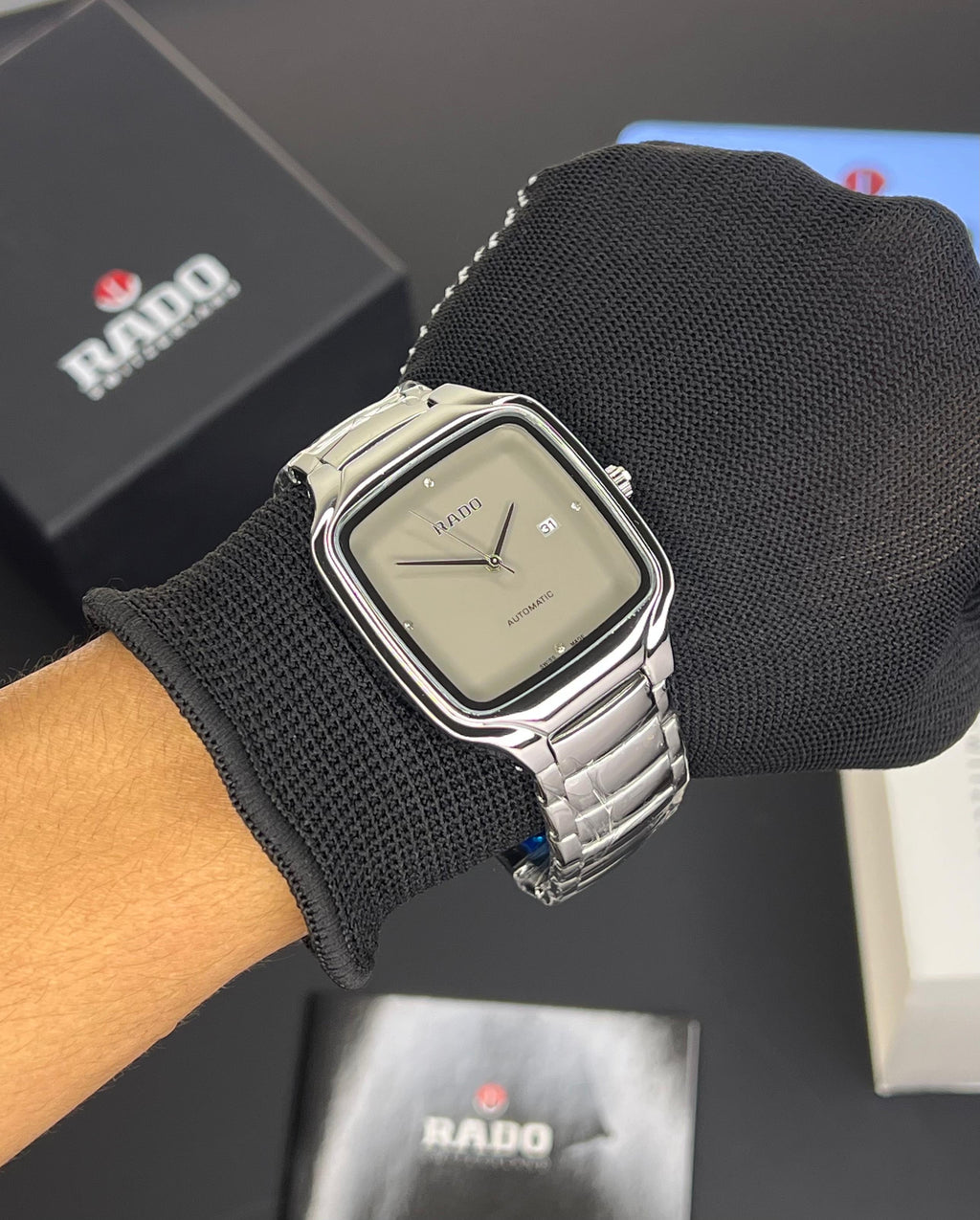 RADO TRUE SQUARE SILVER GRAY DIAL WATCH 👌👌