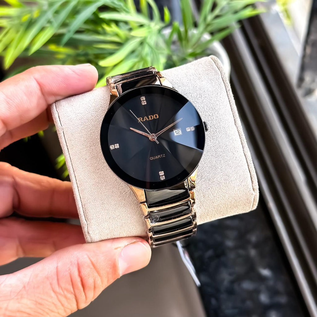 *Product Name : Rado Quartz RoseGold Black 115*