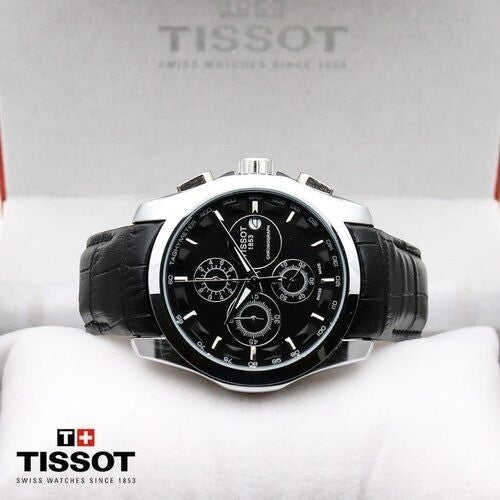 TISSOT 1853 CHRONOGRAPH LEATHER BELT (SILVER BLACK)