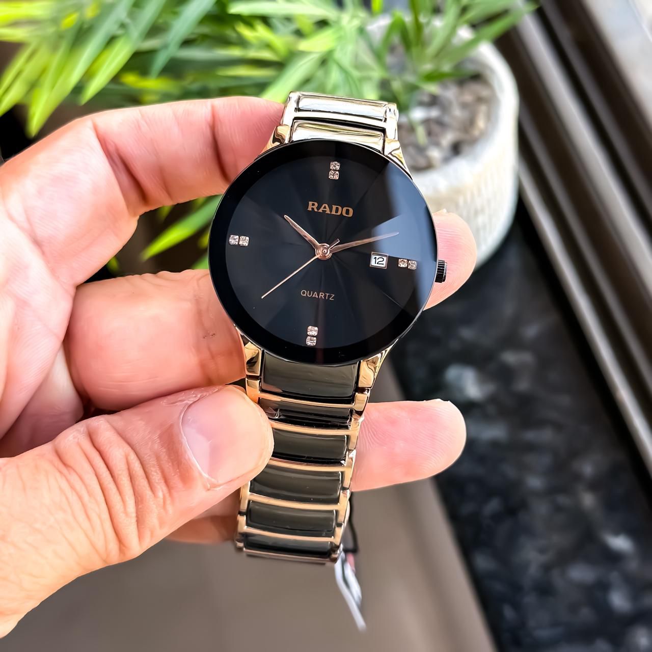 *Product Name : Rado Quartz RoseGold Black 115*