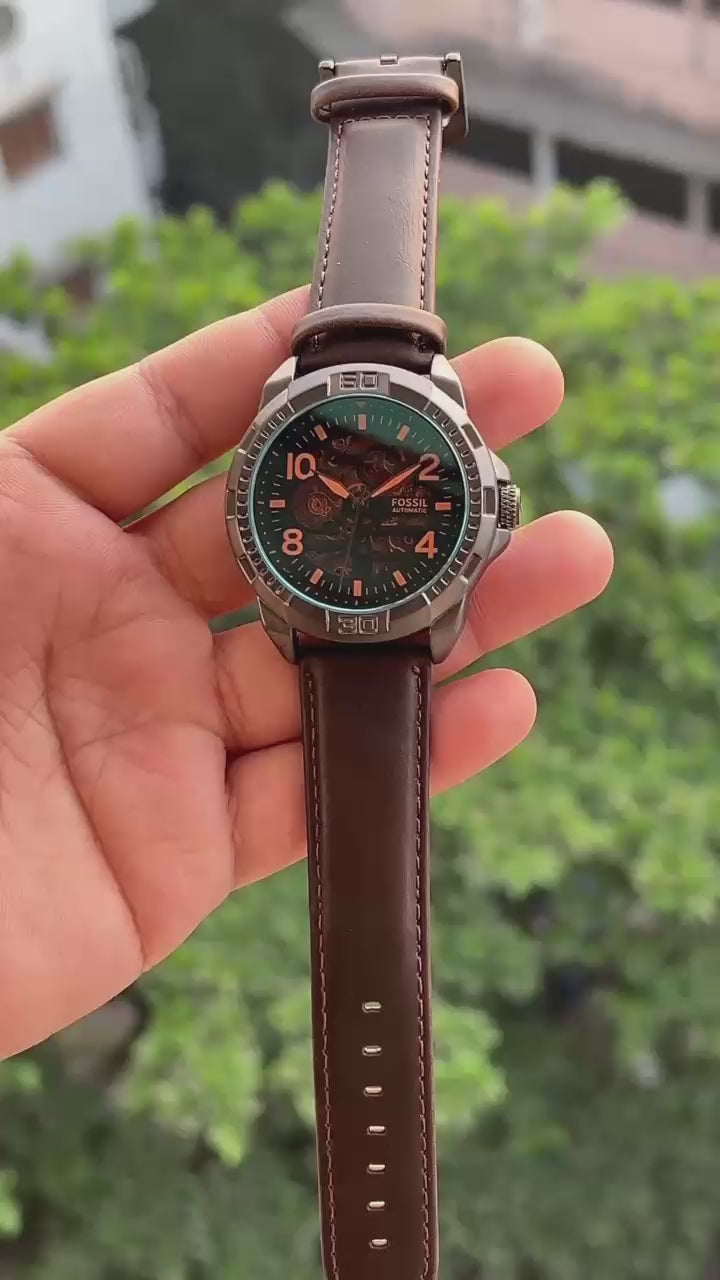 FOSSIL BRONSON LEATHER AUTOMATIC PREMIUM WATCH