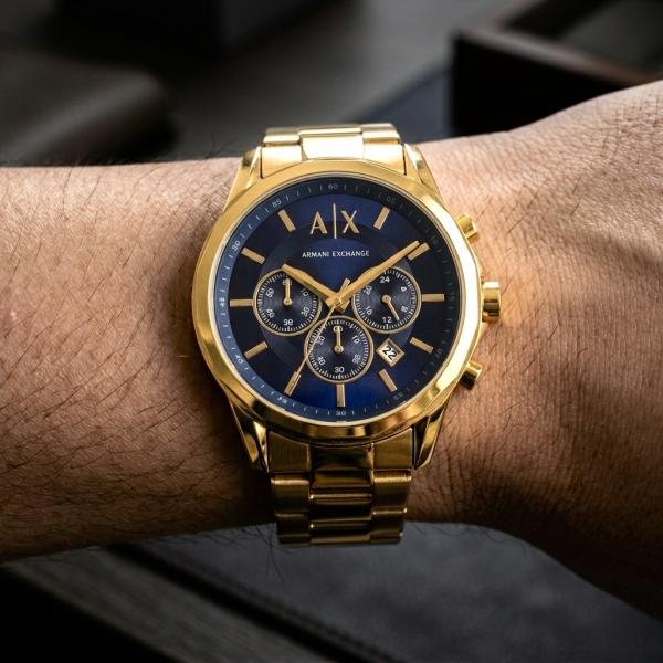EMPORIO ARMANI GOLD BLUE CHRONOGRAPH (ALL WORKING) BEST QUALITY