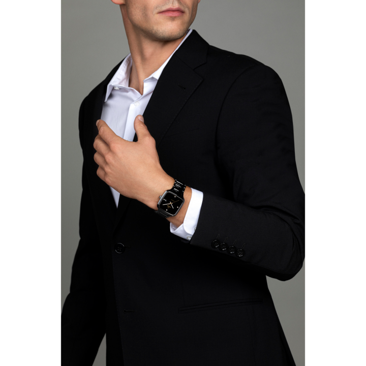 RADO TRUE SQUARE SWIFT MOVEMENT BLACK GOLD