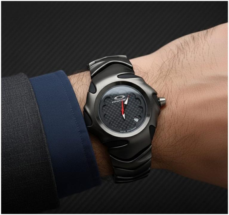 OAKLEY FULL BLACK DATE WORKING METAL WATCH