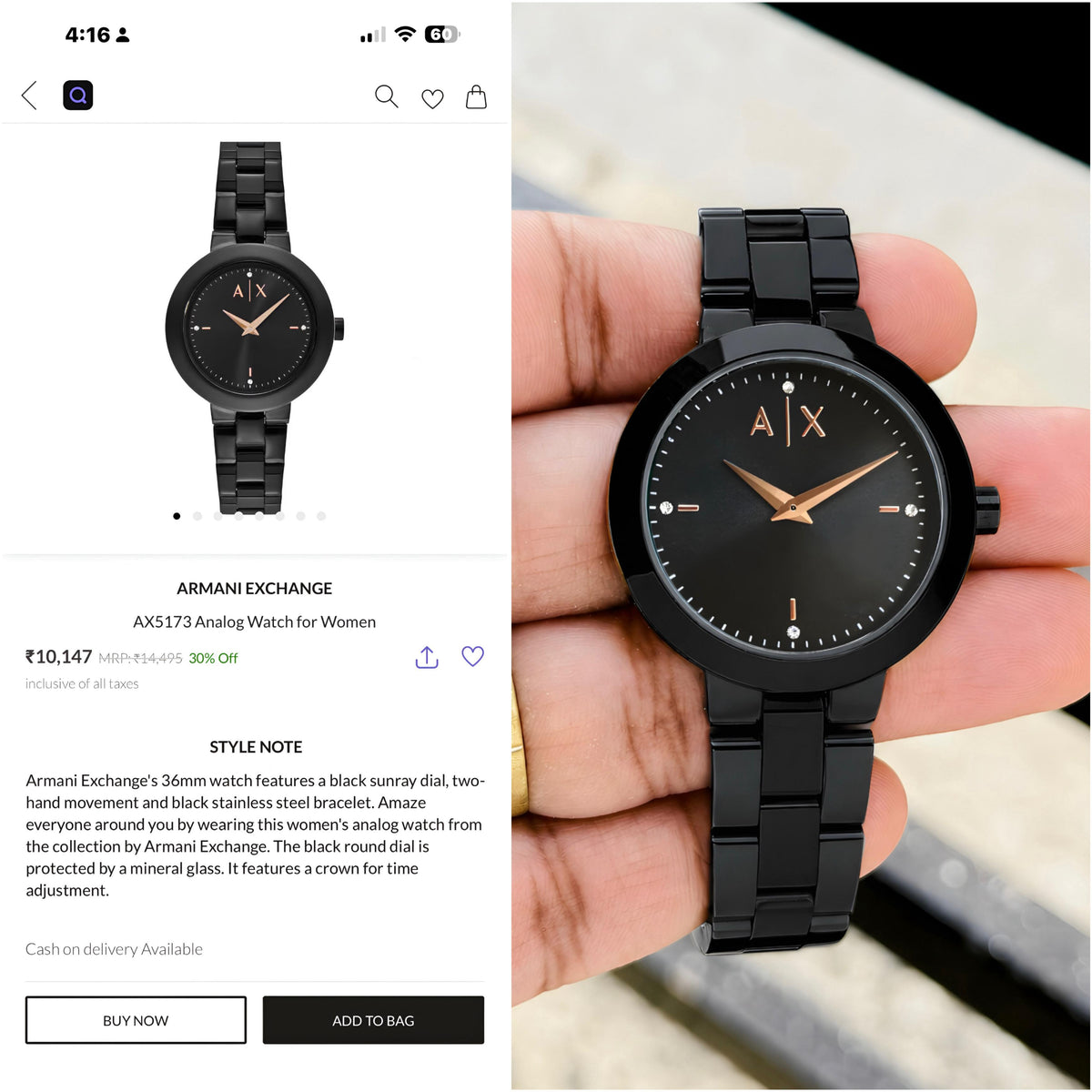 Armani Exchange Black Women's Catalog Model AX5173