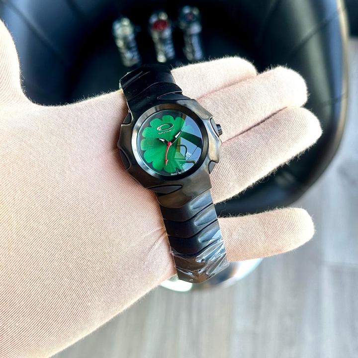 OAKLEY MENS BLACK GREEN WATCH