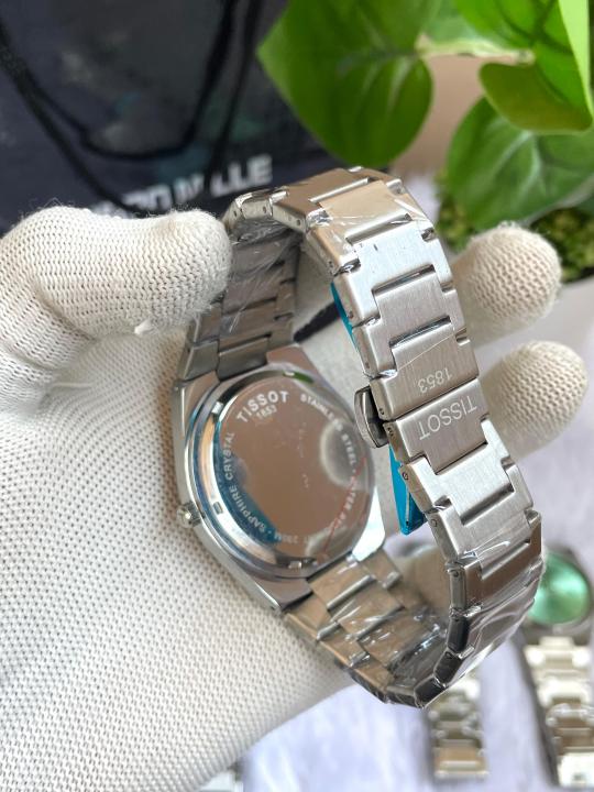 TISSOT PRX SILVER DARK BLUE TEXTURE DIAL AT358