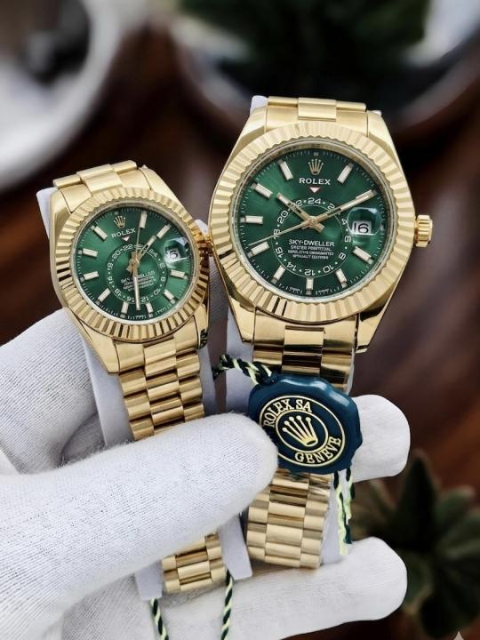 Rolex Couple Sky Dweller Gold-Green